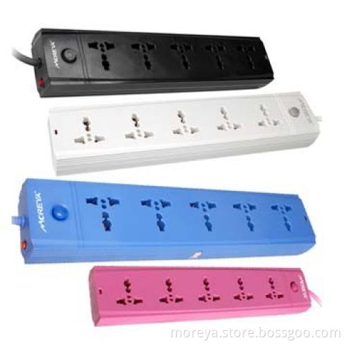 Universal Standard Power Strips with 5-port Socket Outlet and US Plug, Overload Protection